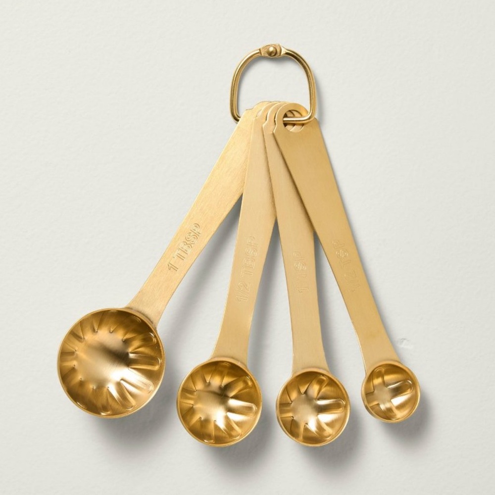 Hearth & Hand Stainless Steel Measuring Spoons (4) Vintage Brass Finish